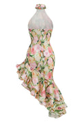 Sabina Asymmetric Floral Halter Midi Dress | Dress In Beauty