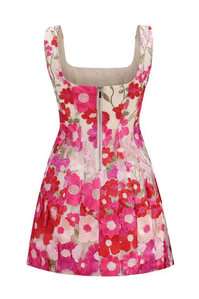 Floral Mesh Mini Dress - View 8 | WEUXS
