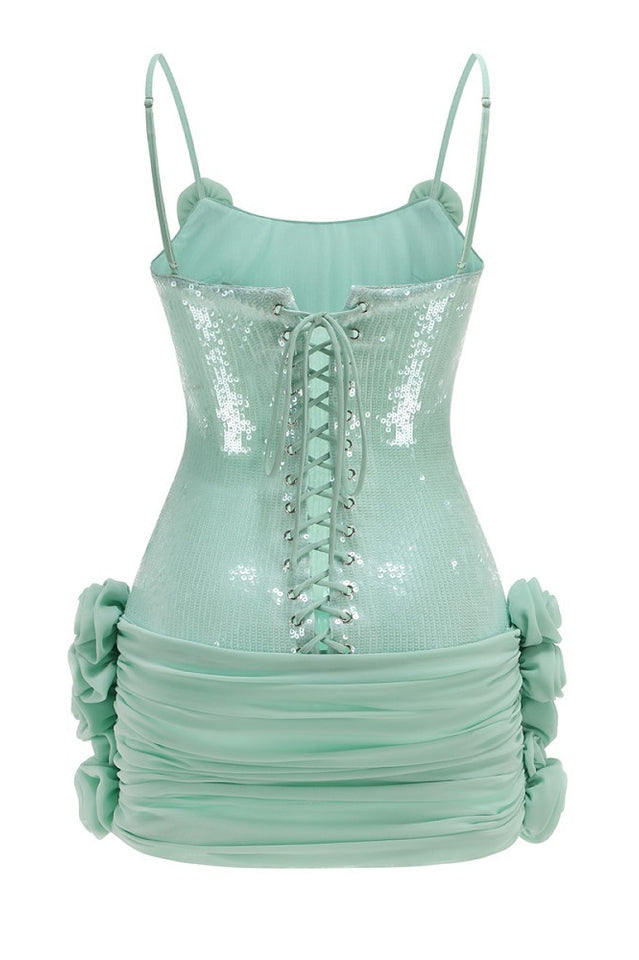 Sequin Floral Draped Corset Dress | Dress In Beauty