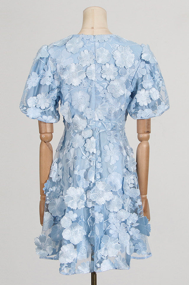 Chayan Flower Embroidery Mini Dress | Dress In Beauty