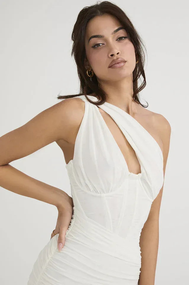 Asymmetric One-Shoulder Midi Dress - View 20 | WEUXS