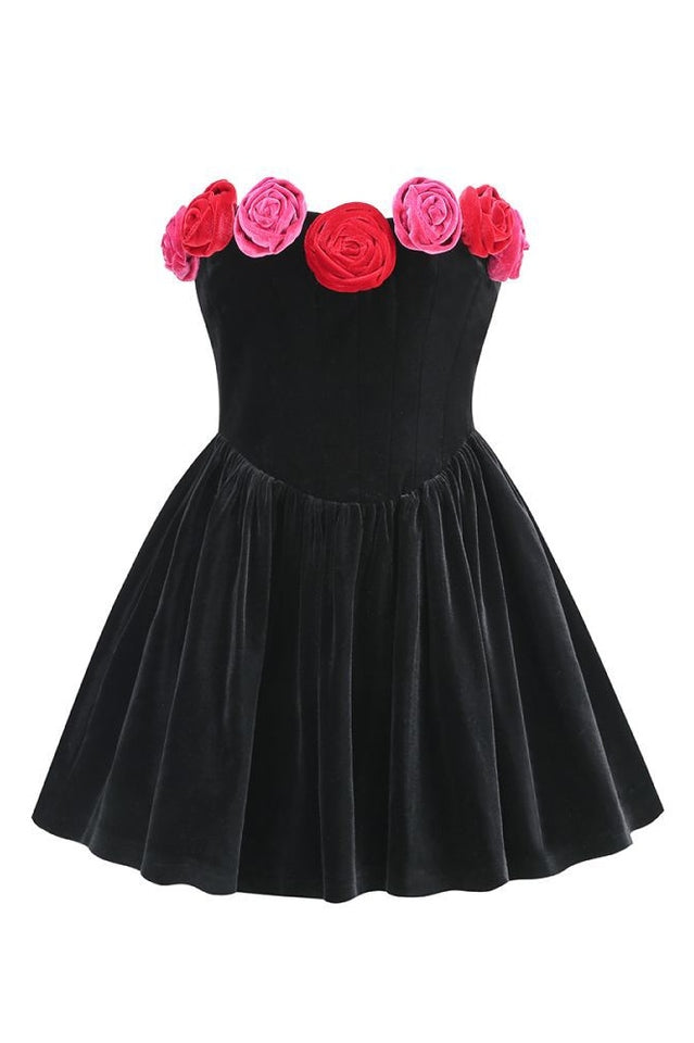 Macrouli Floral Velvet Off Shoulder Mini Dress | Dress In Beauty