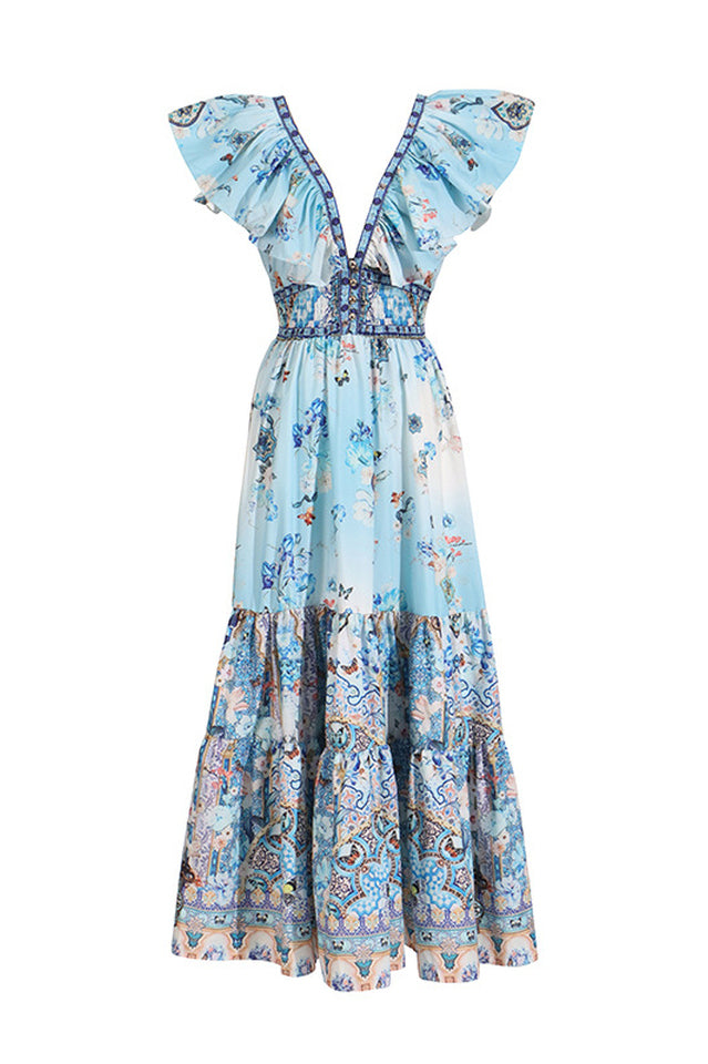 Camilla Ruffled Crystal Embellished Maxi Dress | Dress In Beauty