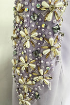 Embellished V-Neck Maxi Dress with long sleeves and crystal bead detailing - View 29 | WEUXS