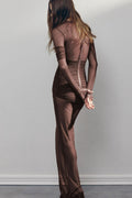 Long Sleeve Draped Mesh Maxi Dress | Dress In Beauty