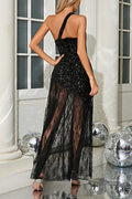 One Shoulder Shiny Sequin Lace Dress | Dress In Beauty