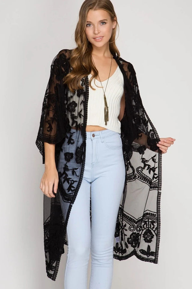 Hollow Out Lace Kimono Cover Up | Dress In Beauty