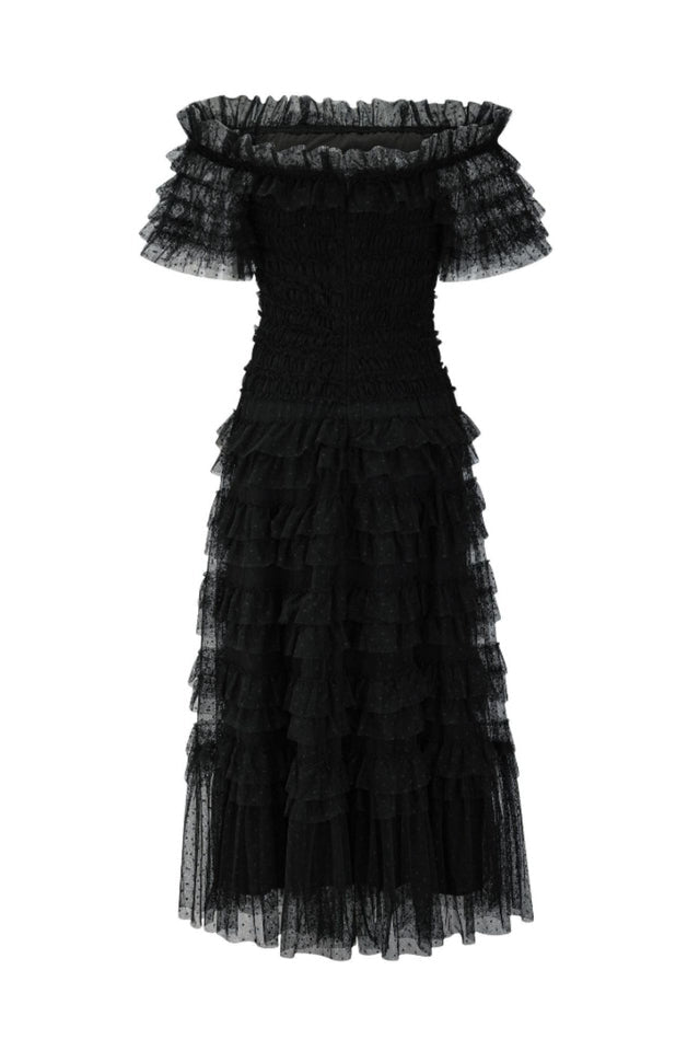 Off Shoulder Dotted Tulle Maxi Dress | Dress In Beauty