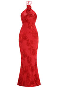 Halter 3D Floral Embroidered Gown | Dress In Beauty