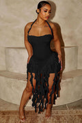 Ruffle Tassel Halter Bustier Mini Dress | Dress In Beauty