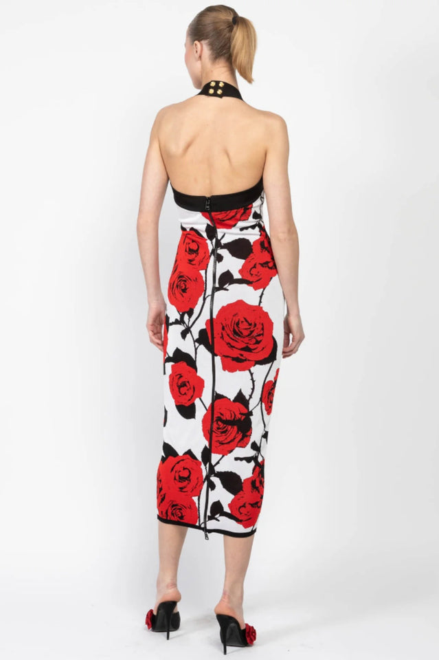 Knit Floral Halter Neck Midi Dress | Dress In Beauty