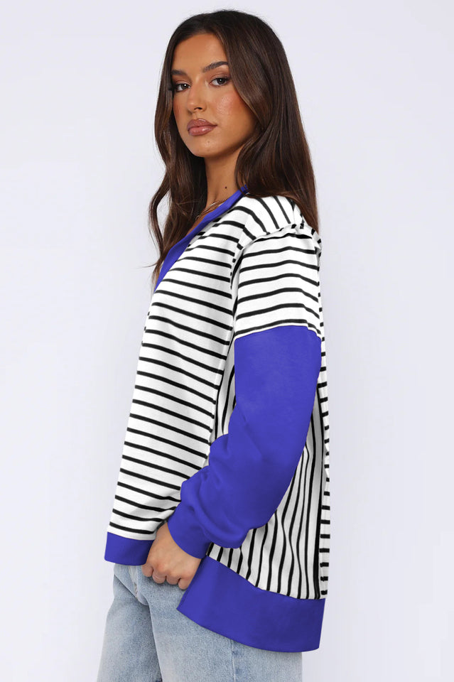Striped Patchwork Sweatshirt | Dress In Beauty