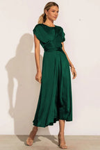 Scoop A-line Satin Bridesmaid Dress - WEUXS
