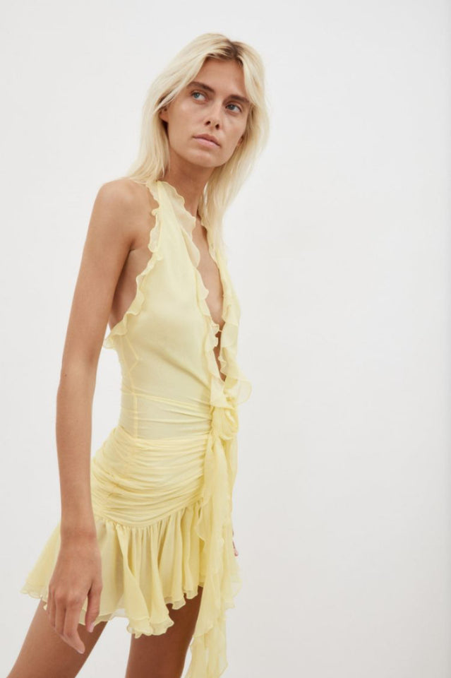 Rose Detailed Halterneck Mini Dress | Dress In Beauty