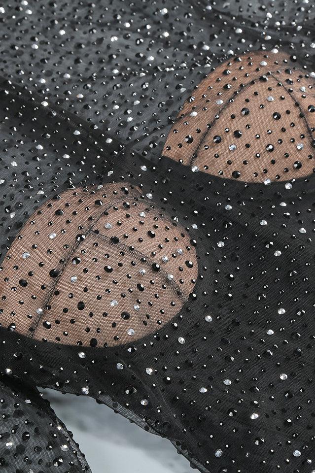 Embellished Mesh Mini Dress - View 7 | WEUXS