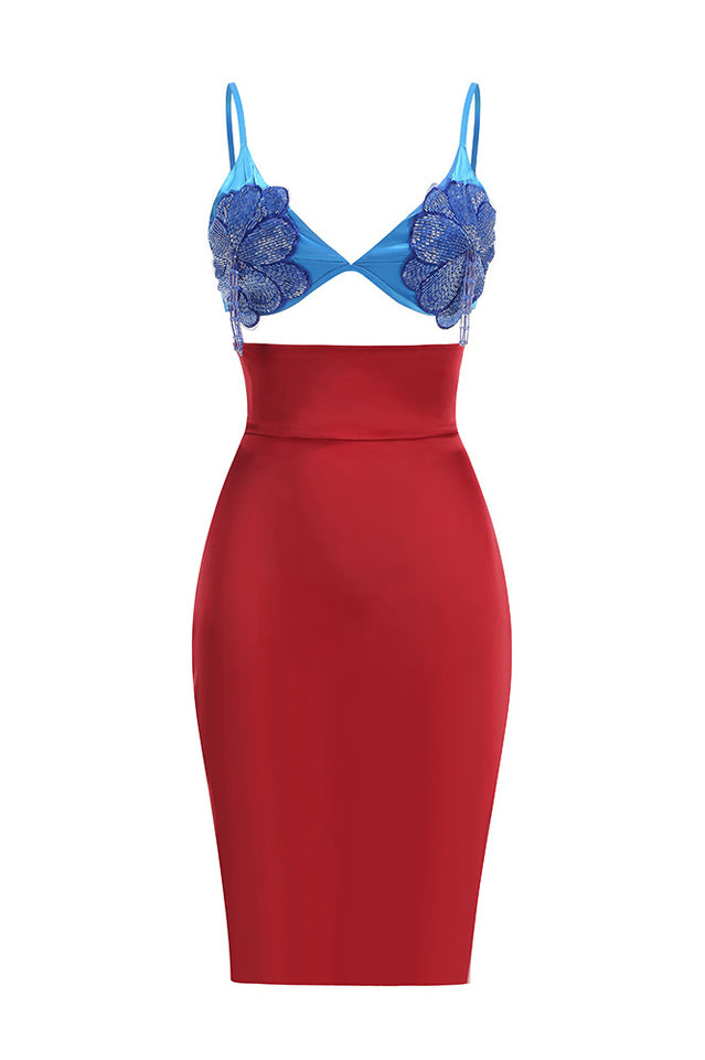 Beaded Applique Lace Up Midi Dress | Dress In Beauty