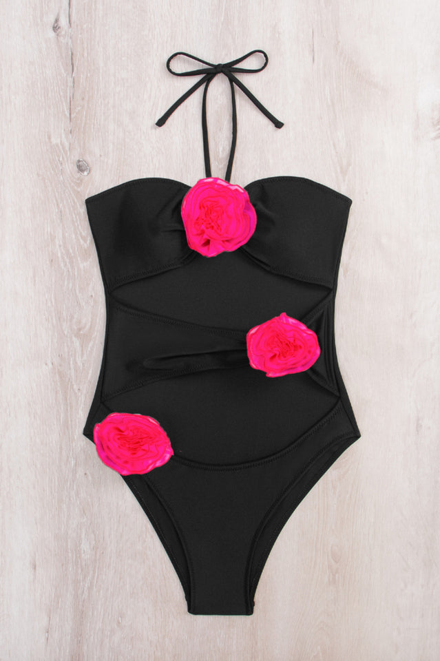 Flower Decoration One Piece Swimsuit | Dress In Beauty