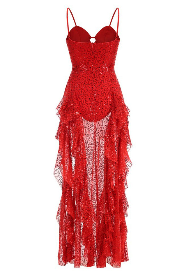 Bustier Sequin Ruffle Maxi Dress | Dress In Beauty