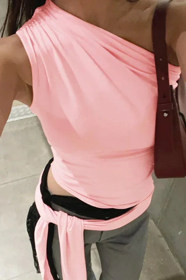 Asymmetrical one shoulder top - View 19 | WEUXS