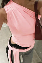 Asymmetrical one shoulder top - View 19 | WEUXS