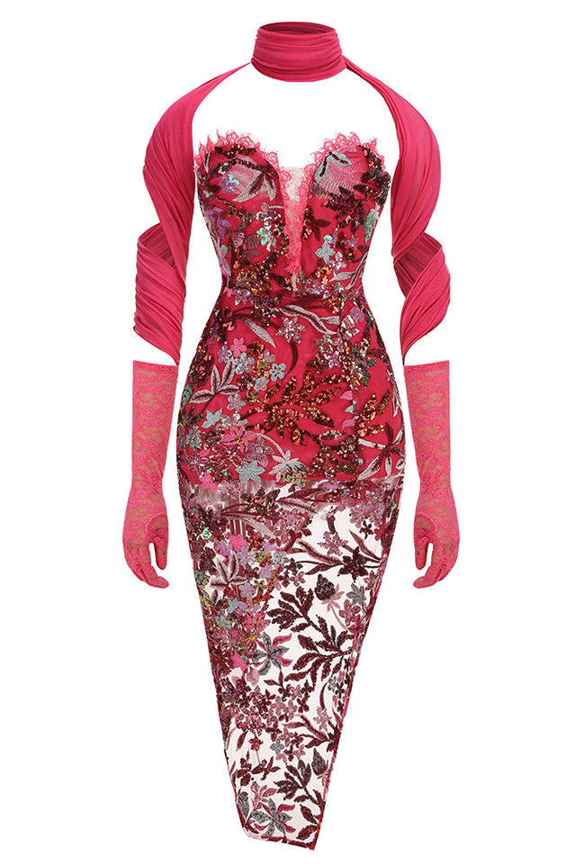 Buz Sequin Flower Embroidery Maxi Dress | Dress In Beauty