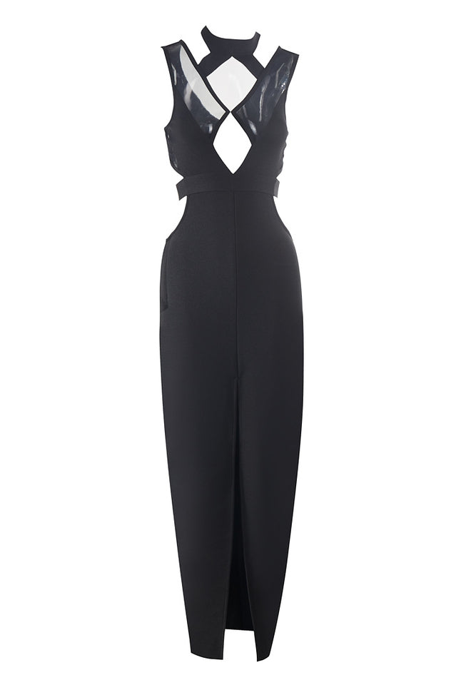Simone Black Bandage Long Dress | Dress In Beauty