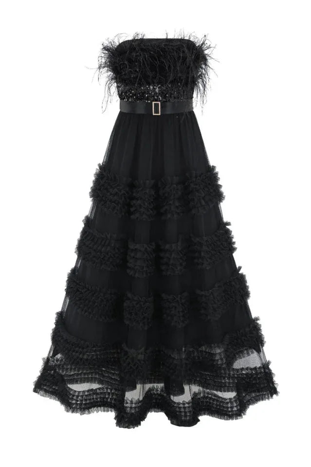 Feather ball gown dress - View 7 | WEUXS