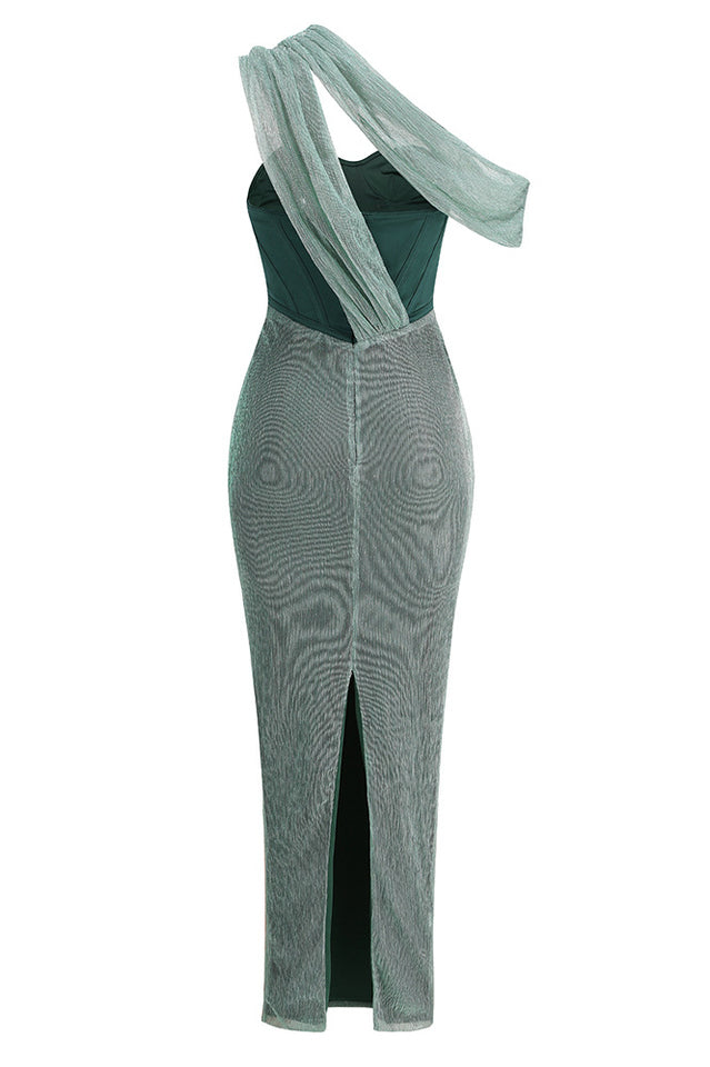 Green Celestina Draped Maxi Dress | Dress In Beauty