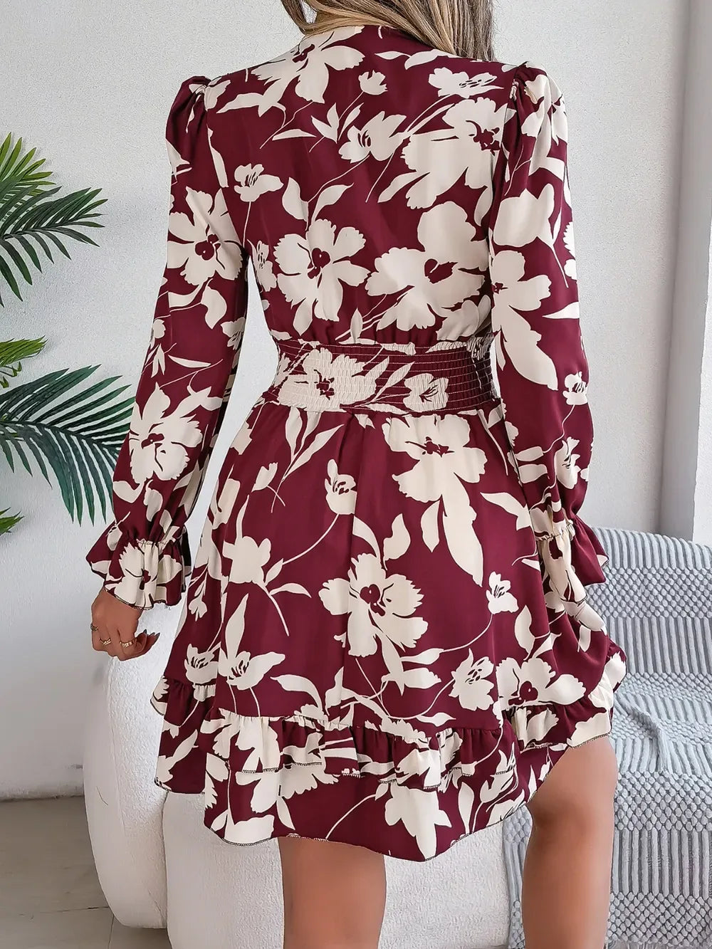 Floral Tie-Front Mini Dress - View 7 | WEUXS