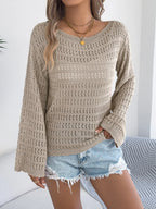 Hollow Out Boat Neck Sweater - View 11 | WEUXS