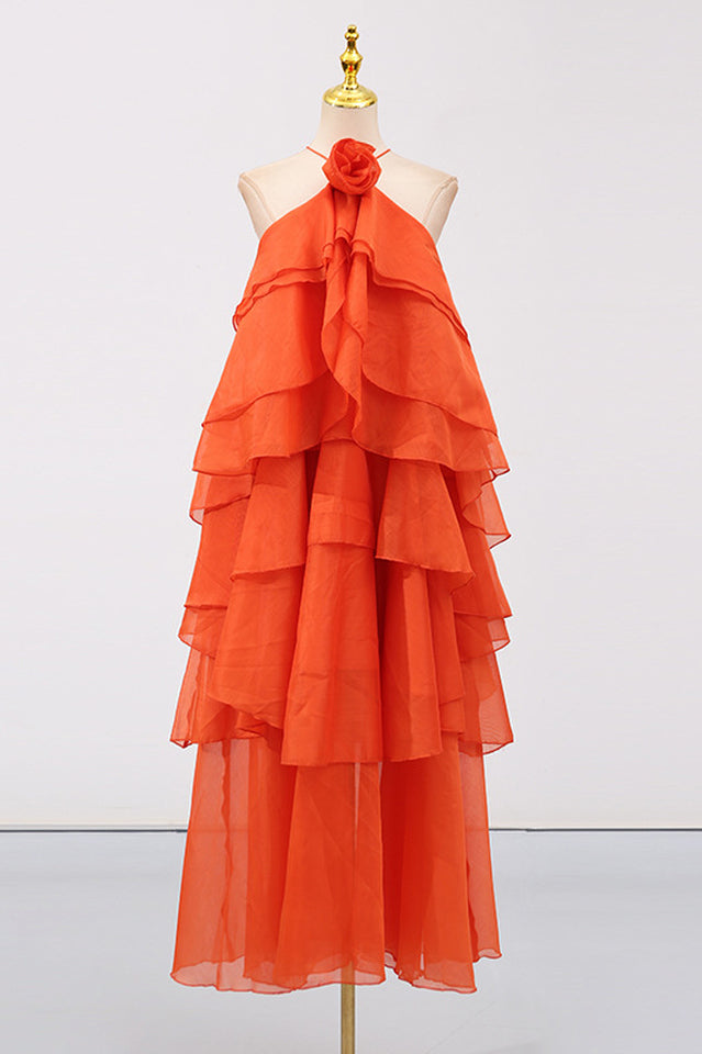 Sibley Halterneck Tiered Ruffle Maxi Dress | Dress In Beauty