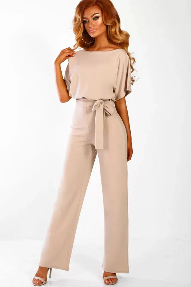 Wide Leg Jumpsuit with Tie Waist - View 7 | WEUXS