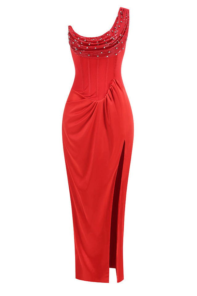Minka Satin Red Bodycon Maxi Dress | Dress In Beauty