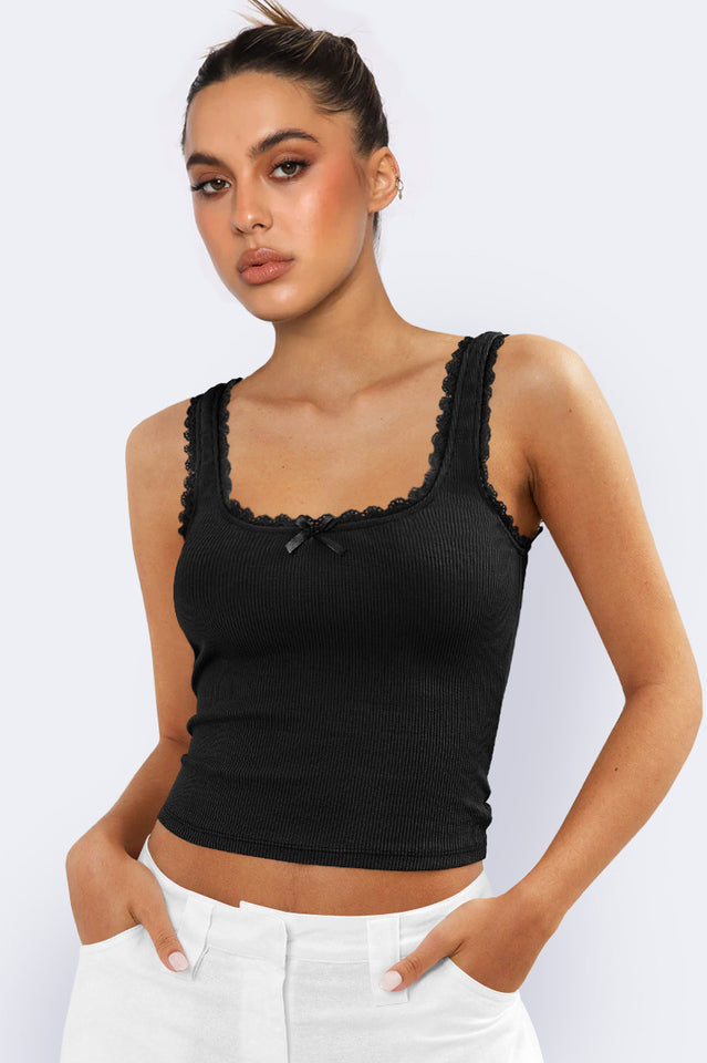 Lace Detailed Square Neck Top | Dress In Beauty