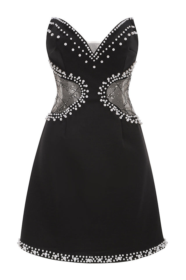 Strapless Pearl Mesh Mini Dress | Dress In Beauty