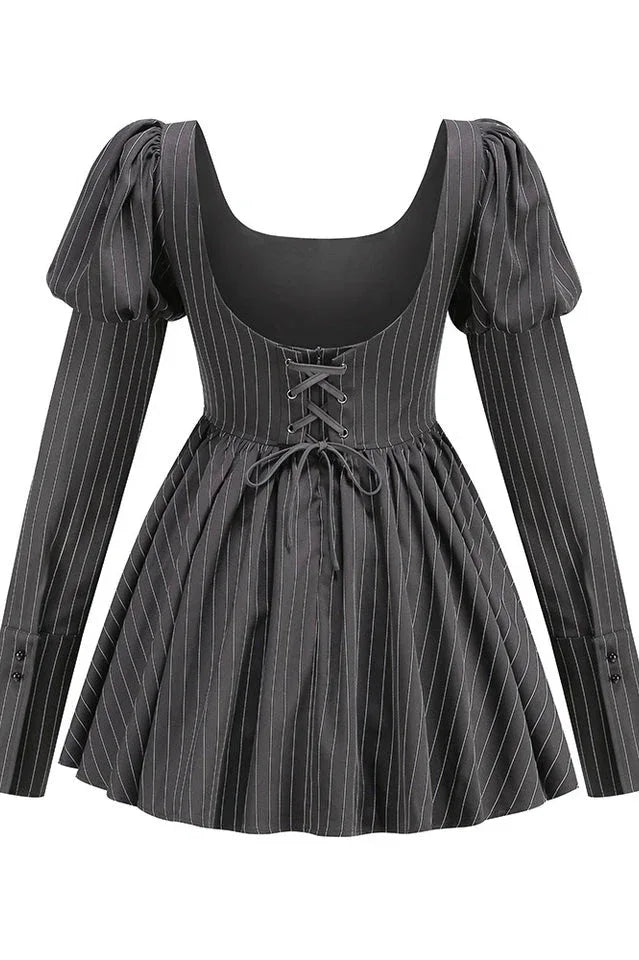 Puff Sleeve Crystal Corset Mini Dress - View 8 | WEUXS