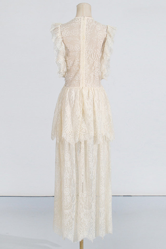 White Lace Tiered Maxi Dress | Dress In Beauty