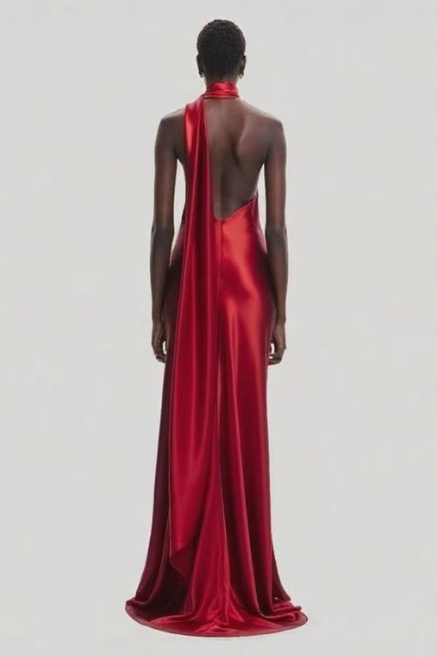 Verna Halter Floral Maxi Satin Dress | Dress In Beauty