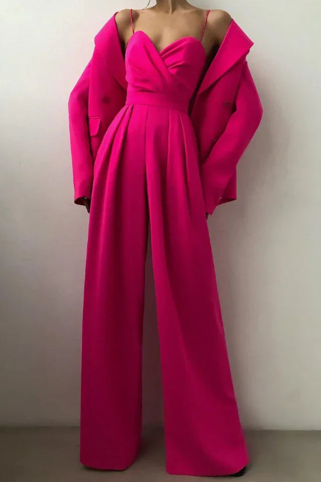 Women's Satin Wide Leg Jumpsuit - View 13 | WEUXS