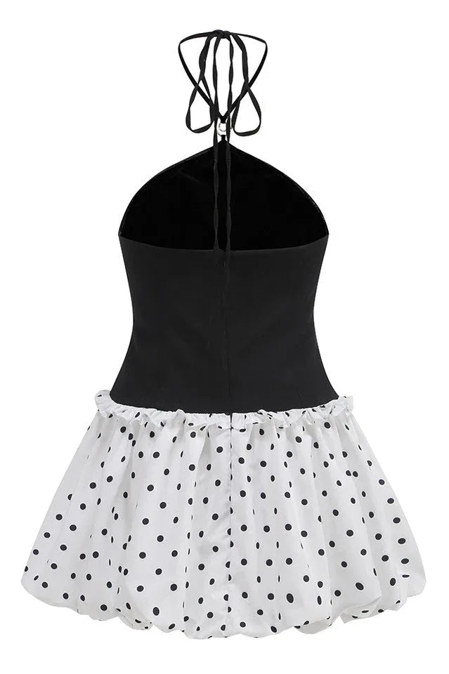 Black halter neck mini dress - View 7 | WEUXS