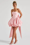 Strapless Bow Puff Mini Dress | Dress In Beauty