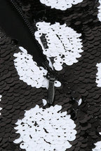 Sequin Polka Dot Feather Trim Mini Dress - View 11 | WEUXS