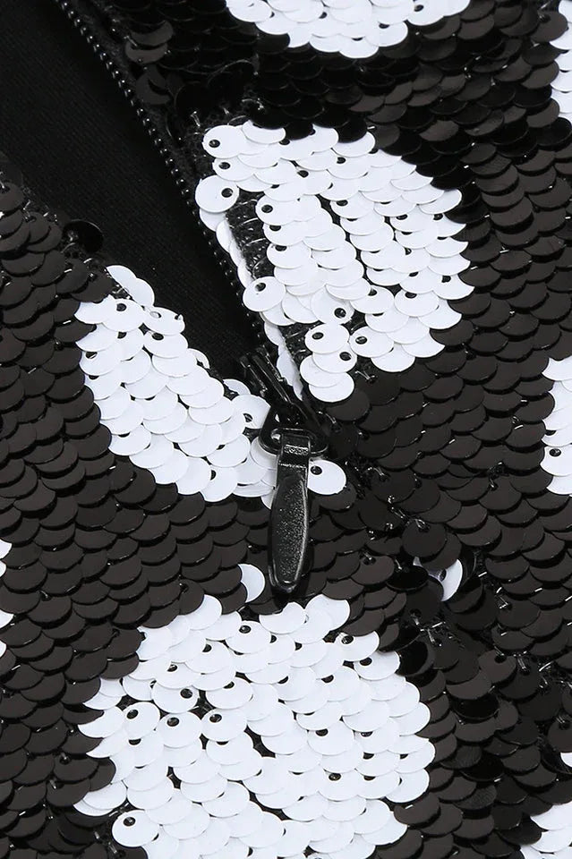 Sequin Polka Dot Feather Trim Mini Dress - View 11 | WEUXS