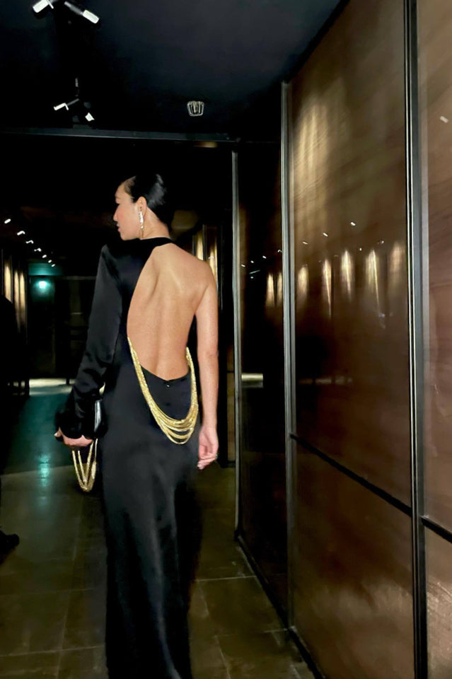 Angelou Black Backless Chain Maxi Dress | Dress In Beauty