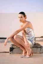 Draped Bra Mini Dress With Double Metal Ring - WEUXS