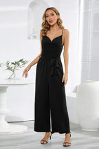 Women's Sleeveless Tie-Waist Wide Leg Jumpsuit - View 10 | WEUXS