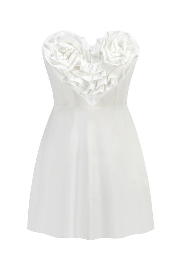 Ecru Sweetheart Neckline Detailed Mini Dress | Dress In Beauty