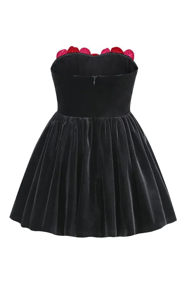 Floral Velvet Off Shoulder Mini Dress - View 10 | WEUXS