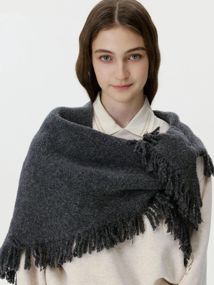 Soft Wool Blend Triangle Scarf - View 7 | WEUXS