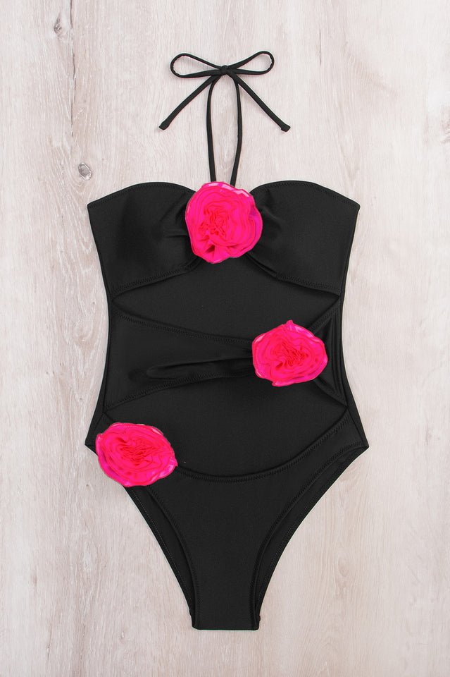 Flower Decoration One Piece Swimsuit | Dress In Beauty